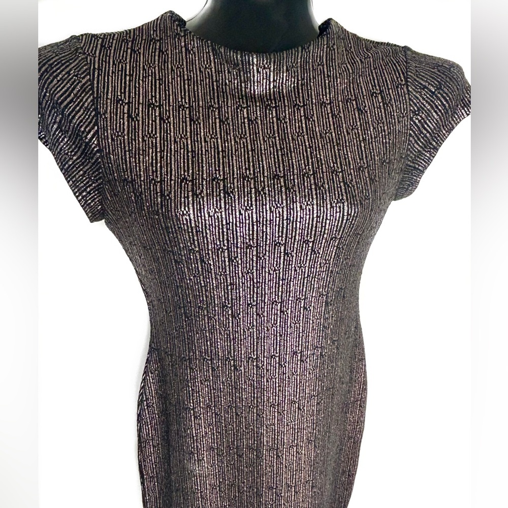 Gorgeous  Stella Luce Metallic Ribbed Cap-Sleeve Midi Dress *NWOT - Picture 9 of 14